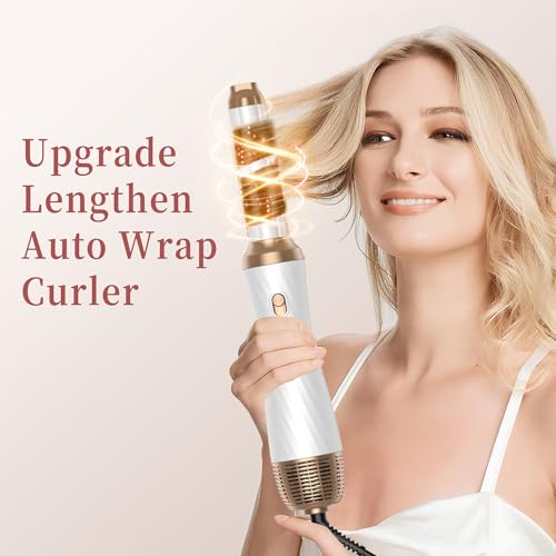 6 in 1 Hair Dryer Brush, Upgrade Detachable Blow Dryer Brush Air Styler Wrap Air Curler, Curly Twist Hot Curling Iron, Negative Ion Blow Dryer Hot Styler, Travel Hair Styling Tool