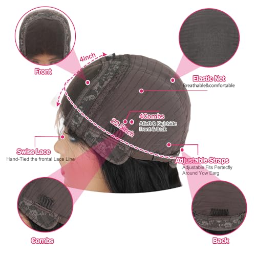 26 Inch Straight Lace Front Human Hair Wig - Pre Plucked 13x4 HD Transparent Frontal, 180% Density, Glueless for Women