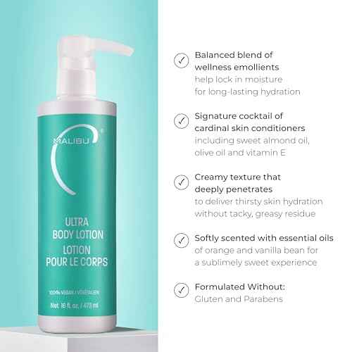 Malibu C Ultra Body Lotion - Hydrating Lotion for Extremely Dry Skin - Delivers Weightless Moisture & Radiant Glow - Safe for All Skin Types (16 fl oz)