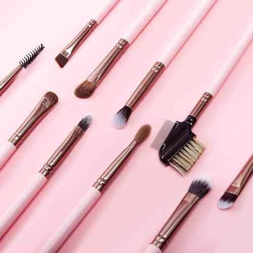 SIXPLUS Travel Makeup Brushes with Case, 15 Pcs Pink Makeup Brush Set Professional for Foundation Powder Concealer Eyeshadow Blush, Covers, Best Make Up Brush Kit Gift for Women Girlfriend Mom