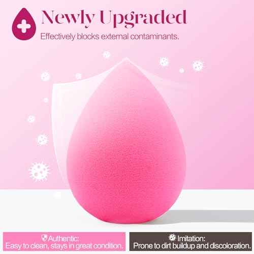 BEAKEY Super Soft Makeup Sponge Set of 6, Makeup Sponges for Foundation, Liquid, Cream and Powder, Pink Beauty Sponge for Blending, 0 Latex Blender