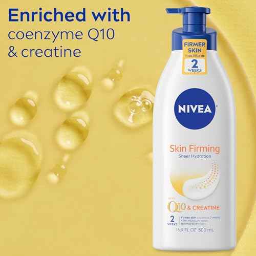 NIVEA Sheer Hydration Skin Firming Body Lotion (16.9 Fl Oz) + NIVEA Skin Firming & Toning Body Gel Cream with Hyaluronic Acid (6.7 Oz), Enriched with Q10 and Vitamin C