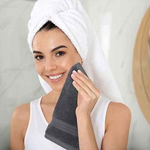 Utopia Towels 12 Pack Premium Wash Cloths Set, 12 by 12 Inches, 100% Cotton Ring Spun, Highly Absorbent and Soft Feel Washcloths for Bathroom, Spa, Gym, and Face, Grey