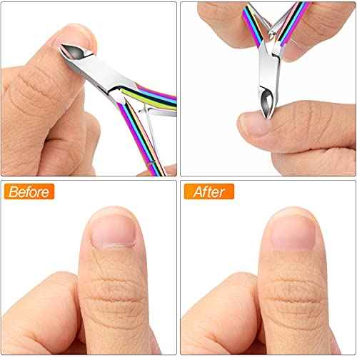 4 Packs Cuticle Nipper, Premium Stainless Steel Cuticle Trimmer for Manicure & Pedicure at Home/Spa/Salon [Rainbow Color]