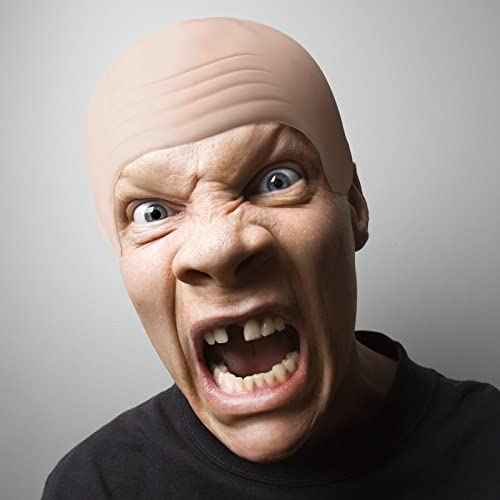 Syhood 2 Pieces Halloween Bald Cap Makeup Latex Bald Head Wig Caps Cosplay Costume for Adults