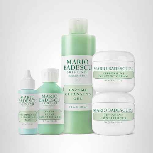 Mario Badescu The Executive Collection for Men, Skin Care Gift Set with Pre Shave Conditioner, Shaving Cream, Vitamin A Hydrating Balm, After Shave Moisturizer, and Enzyme Cleansing Gel