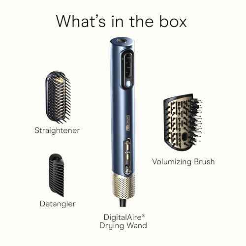 Infiniti PRO by CONAIR DigitalAIRE Hair Dryer Drying Wand, Straightener and Styler, Ionic All-in-One Digital Motor Blow Dryer, Includes 4 High-Performance Attachments, Dark Blue