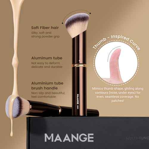 MAANGE Makeup Brushes 16Pcs Professional Foundation Powder Blush Contour Eyeshadows Double-End Makeup Brushes Set with Bag and Gift Box-CoffeeBrown