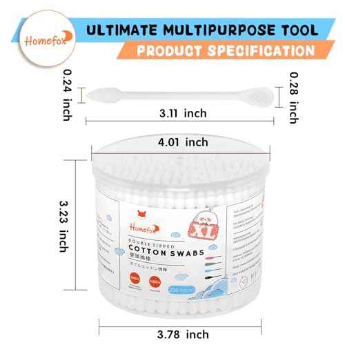 Cotton Swabs Flattened Pointed - 250 Count Organic XL Cotton Bud Double Side Tight Firm Wounded Precision Extra Large Cotton Tips Applicator Blender Paper Stick, Flatten & Pointy (White)