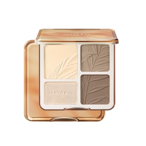 JUDYDOLL Highlight & Contour Palette, All-in-One Matte Highlighter Contour Compact, Blendable Face Makeup for Beginners (02)