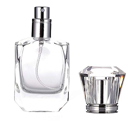 AKOAK 1 Bottle 30ML (1.01 OZ) Crystal Transparent Glass Perfume Bottle Fine Mist Spray Repeatable Filling Clear Bottle for Perfume, Alcohol, Toner