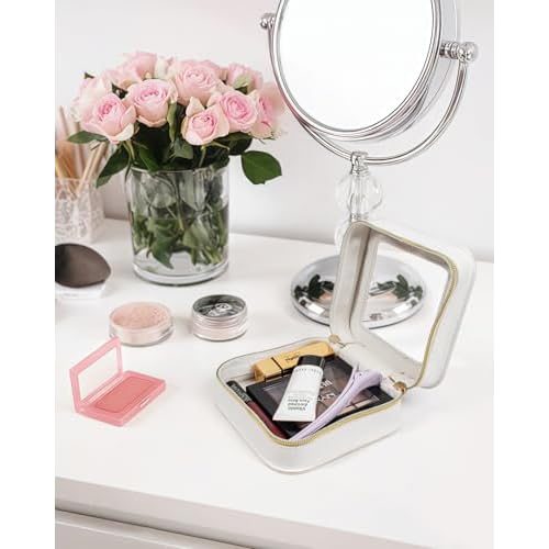 LETGO Mini Makeup Bag,Clear Makeup Bag Cute Travel Makeup Case Pouch Purse Essentials Car Accesories for Women,Travel Essentials Organizers (White, Mini)