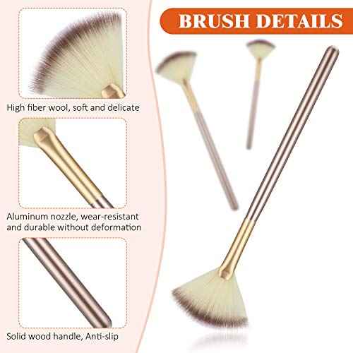9 Pieces Facial Fan Mask Brushes, Soft Facial Applicator Brushes Tools for Peel Glycolic Makeup for Mud Cream(Champagne)