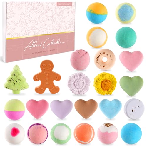Advent Calendar 2025 Bath Bombs & Shower Steamers for Adults Women Teen Girls 24 Days Bath Christmas Countdown Calendar Bath Spa Gifts