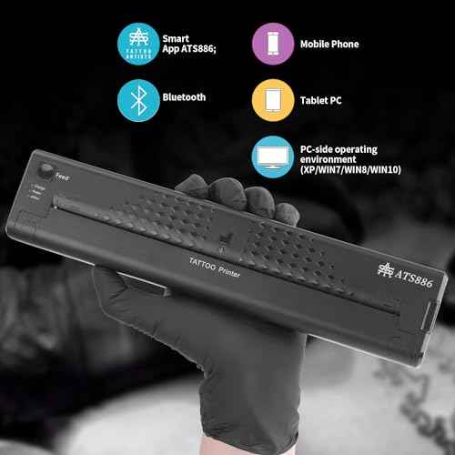 Yilong Wireless Bluetooth Tattoo Transfer Printer - Portable Machine for Artists & Beginners, Compatible with Android, iOS & PC (ATS886-Black)