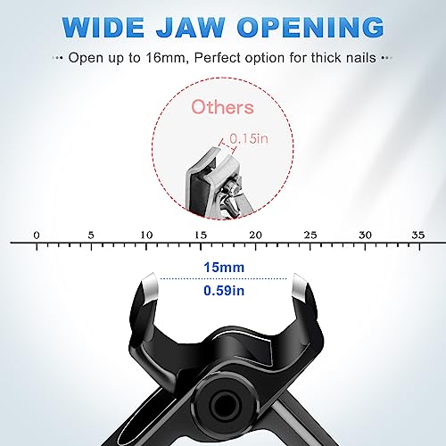 Toenail Clippers for Seniors Thick Toenails, Heavy Duty Large Nail Clippers with 15mm Wide Jaw Opening, Long Handle Toe Nail Clippers for Thick Nails Gifts for Men, Seniors Women