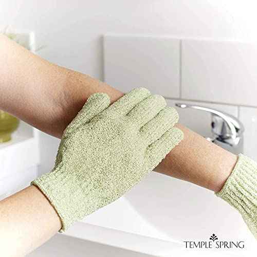 Temple Spring Exfoliating Glove, Rayon Bamboo Exfoliating Body Scrubber, Loofah Washcloth, Exfoliate Loofa Shower Scrubber, Body Exfoliator Scrub, Shower Loofah Bath Sponge - Sage Green