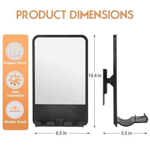Shower Mirror Fogless for Shaving, Adjustable Shaving Mirror,Anti Fog Mirror with Razor Holder for Shower,Bathroom Mirror & Accessories