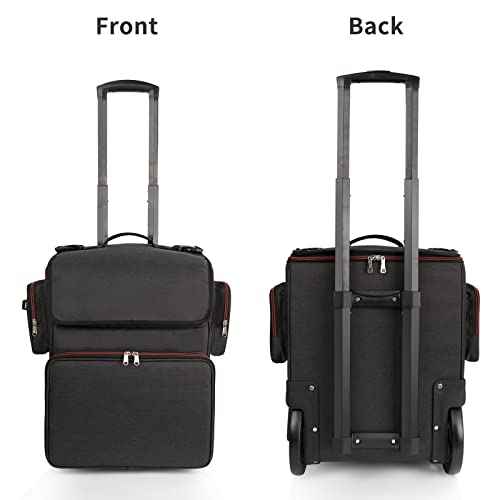 OCHEAL Hairtylist Travel case,Large Makeup Train Cosmetic Makeup Case, Hairdresser Bag with Detachable Pouch,Heat Insulation Anti-scalding Full layer Hairdressing Tool Organizer Trolley with wheels