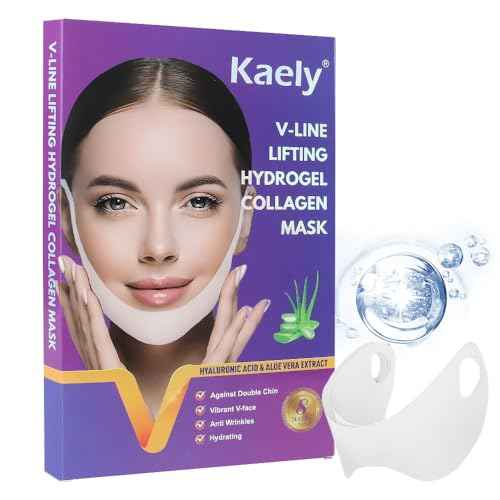 Kaely 8Pcs V Line Lifting Mask,Double Chin Mask,Chin Strap for Double Chin for Women,Face Lift Masks with Collagen,Hydrating Anti-aging
