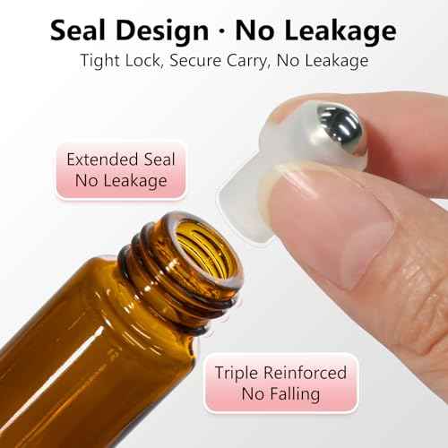 KEYWING 54 Pack Empty Essential Oil Roller Bottles ? 10ml Amber Glass Roll-On Bottles with Stainless Steel Roller Balls & Caps, Refillable Perfume Containers for DIY & Travel