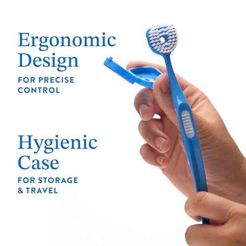 Soft Bristle Tongue Brush for Adults (1 Pack), Reduce Bad Breath & Improve Oral Hygiene, Tongue Scraper Brush Ergonomic Handle & Protective Cap, Tongue Cleaner for Adults, Tongue Scraper for Adults