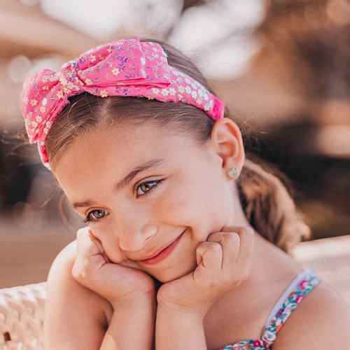 FROG SAC Hairband, Hot Pink Sparkly Sequin Bow Headband for Girls - Little Girl Rainbow Flower Hair Bands, Kids Cute Fashion Head Band Accessories, Floral Tulle Back to School Hairbands