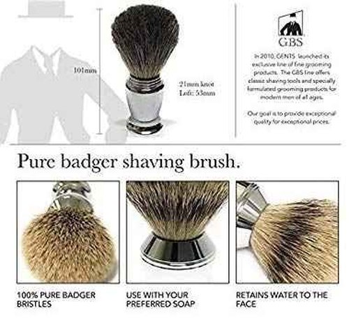 G.B.S Men's Shaving Set, Double Edge Safety Razor, Shaving Brush, Shaving Bowl, Soap, Leather Case, 20 Blades