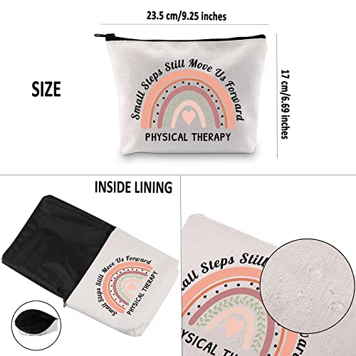 G2TUP Small Steps Still Move Us Forward Makeup Bag Physical Therapy Cosmetic Bag PT Gift Thank You Gift (White Bag)
