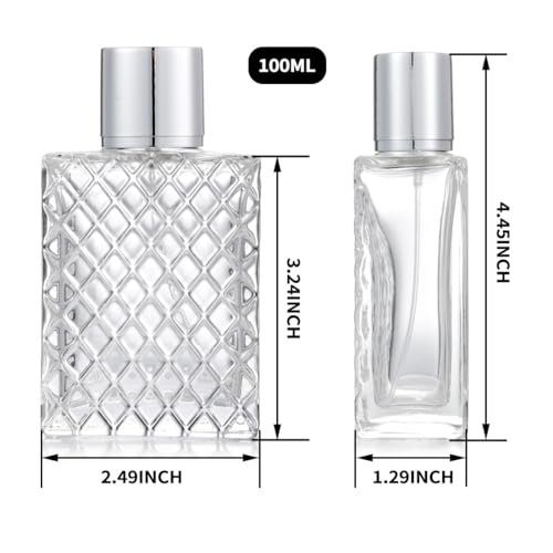 2Pcs 100ml 3.4 oz Refillable Spray Perfume Bottles large cosmetic Fine Mist Atomizer Empty Portable Clear Glass Essential Oil Container for Travel
