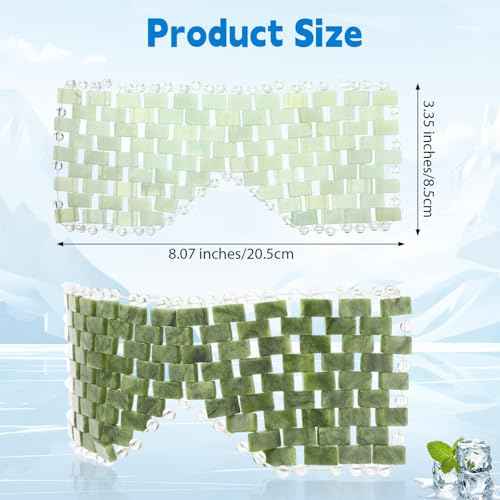 Coume 4 Pcs Jade Eye Mask Reusable Sage Green Facial Cooling Mask for Hot and Cold Anti-Aging Therapy to Reduce Wrinkles Puffiness Migraines Crystal Relief Sleeping Mask for Women Spa Treatment Gift