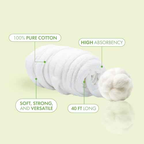 Intrinsics Portable 100% Cotton Coil ? 40ft Non-Reinforced, Organic Spun Cotton Roll, Esthetician Supplies for Perms, Skincare, Nails, and Salon Use