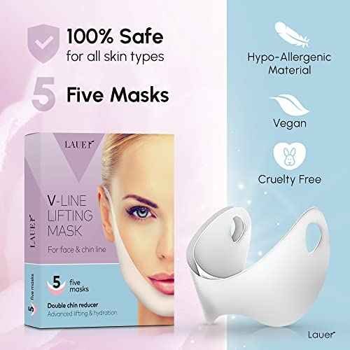 V Shaped Contouring Face Mask Line Shaping Lifting Belt Neck Reduction Jawline Shaper Lift Up Tape Enhancer Face Patch Firming Tightening Skin Chin Collagen Mask Hyaluronic Acid Aloe Vera 5 pcs