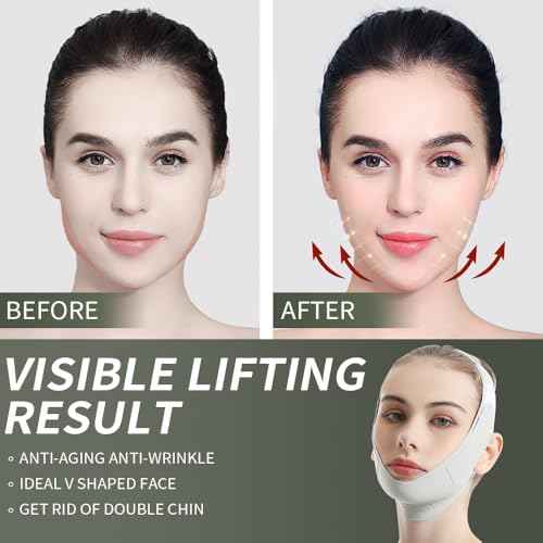 V Line Lifting Mask, V Shaped Face Mask, V Shaped Contouring Face Mask, Face Lifting Strap, Face Toning Belts, Jaw Exerciser, Washable and Reusable