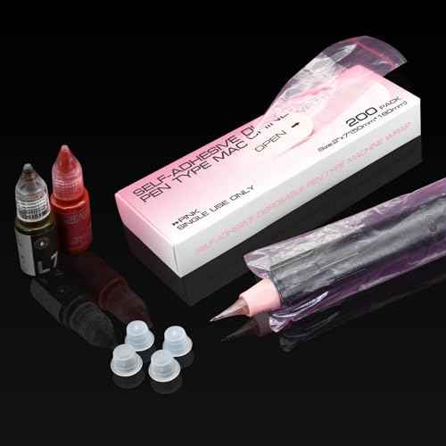 200pcs Wireless PMU Pen Machine Covers Self-adhesive PMU Supplies for Permanent Makeup Microneedling Tattoo Machine Pen Type Bag Sleeves(Pink 2¡± x 7.2¡±)