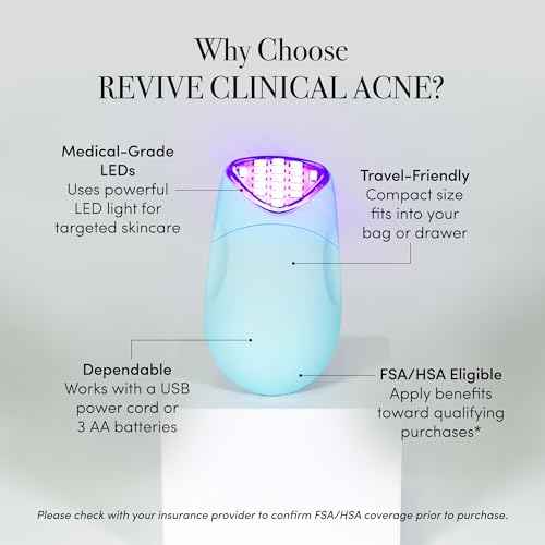 reVive Essentials Acne Device, FDA-cleared Red & Blue Light Acne Tools, Medspa Quality LED Light Therapy Products, Portable Triangular Design Face Tools for Skincare, Battery or USB Power