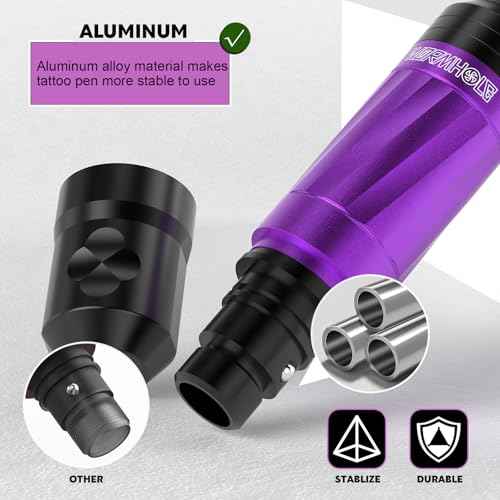 Wormhole Tattoo Gun 43pcs Tattoo Kit Wireless Tattoo Machine with Digital LED Display 1,800 mAh Battery Tattoo Cartridge Needles Tattoo Practice Pen Tattoo Supplies for Beginners WTK287 NEW