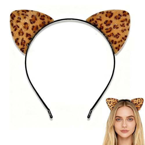 Cheetah Ears Leopard Ear Headband Halloween Cute Cheetah Print Costumes Accessories for Women Fluffy Cosplay Praty Hair Accessories for Adult Animal Ears for Girls