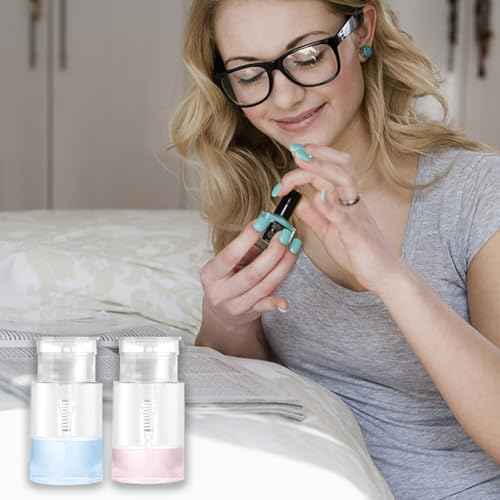 3 Pack Push Down Pump Dispenser, Empty Push Top Bottles Containers for Nail Polish Makeup Remover Micellar Water Essence Dish Facial Toner 2oz/60ML