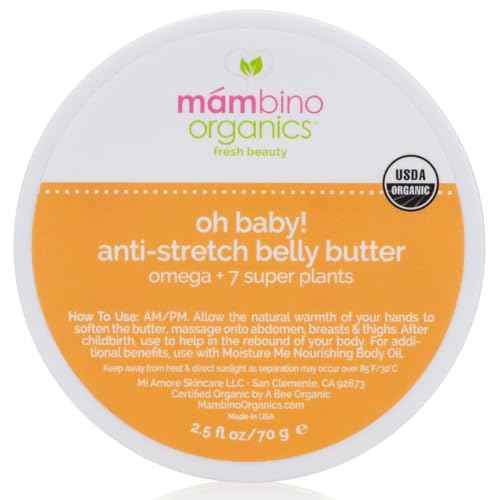 Mambino Organics Oh Baby! Belly Butter, Belly Cream with Shea Butter for Pregnancy, Minimizes Stretch Marks, Vegan, Cruelty-Free, Maternity Skin Care, 4 fl oz