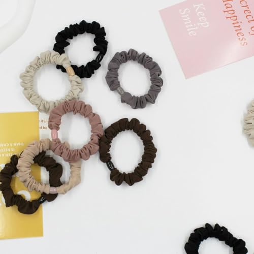 Satin Hair Tie Scrunchies for Women Small Mini Scrunchie Elastics Ponytail Holders Silk Satin Scrunchies for Curly Hair Soft No Damage Pony Tail Hair Ties with Box