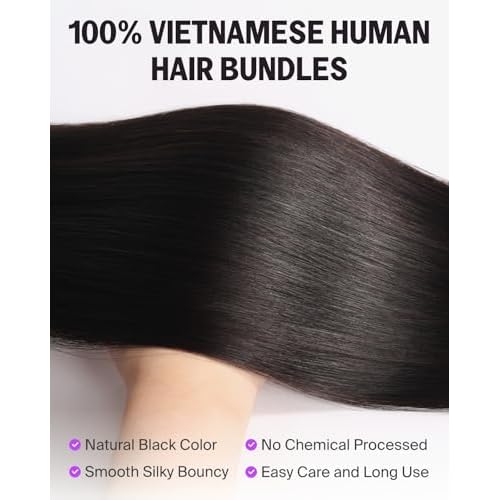 15A Human Hair Bundles Straight Human Hair Bundles 100% Unprocessed Raw Vietnamese Human Hair Bundles Double Weft Sew In Bundles Human Hair Natural Black Color 20 Inch