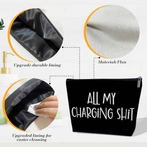All My Charging Shit Makeup Bag, Travel Gifts for Women Female Best Friend, Cosmetic Bag for Small Travel Accessories, Girls Trip Gifts Favors