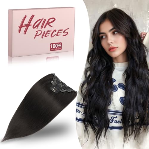 Remy Hair Extensions Clip in Human Hair Natural Black Clip in Extensions Real Human Hair 18 Inch Real Hair Extensions Clip in Human Hair Straight Human Hair Clip Ins 120g 7Pcs