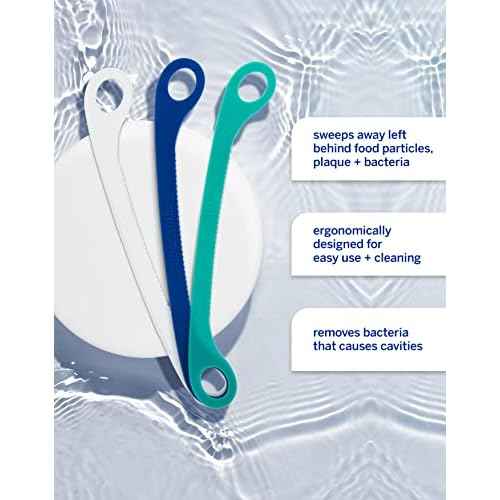 Supersmile Ripple Edge Tongue Cleaner, Ergonomic Reusable Tongue Scraper, 3 Count
