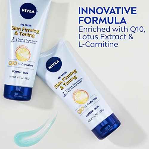 NIVEA Sheer Hydration Skin Firming Body Lotion (16.9 Fl Oz) + NIVEA Skin Firming & Toning Body Gel Cream with Hyaluronic Acid (6.7 Oz), Enriched with Q10 and Vitamin C