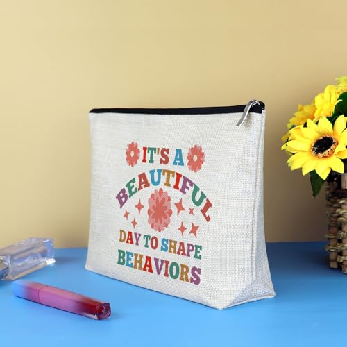 BCBA Therapist Gift Cosmetic Bag Funny Behavior Therapist Gift Behavior Therapist Appreciation Gift RBT ABA Behavior Analyst Gift Special Education Teacher Gift Travel Zipper Toiletry Bag Makeup Pouch