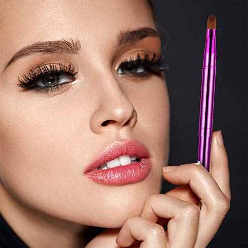 TOODOO 3 Pack Retractable Lip Brush for Lipstick with Cap Dual-ended Liner Foundation Makeup Brush Sets Travel Applicators(Gold, Purple, Bright Pink)