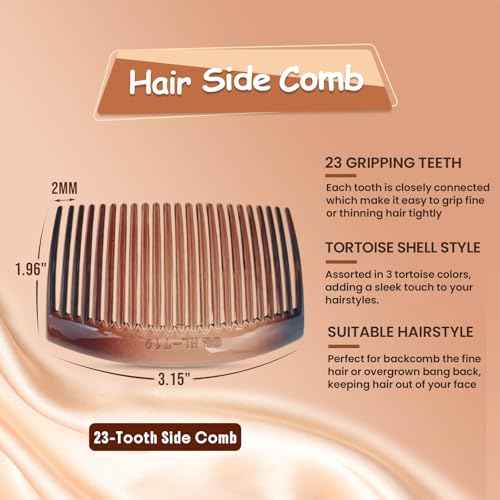 6PCS French Tortoise Hair Combs, 23-Closely-Tooth Hair Side Comb, Curved Comb Clip To Make A French Twist & Backcomb Front Hair
