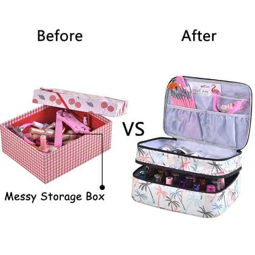 Nail Polish Carrying Case, Portable Nail Organizer with Handle, Double-layer Storage Bag for Nail Polish and Manicure Set